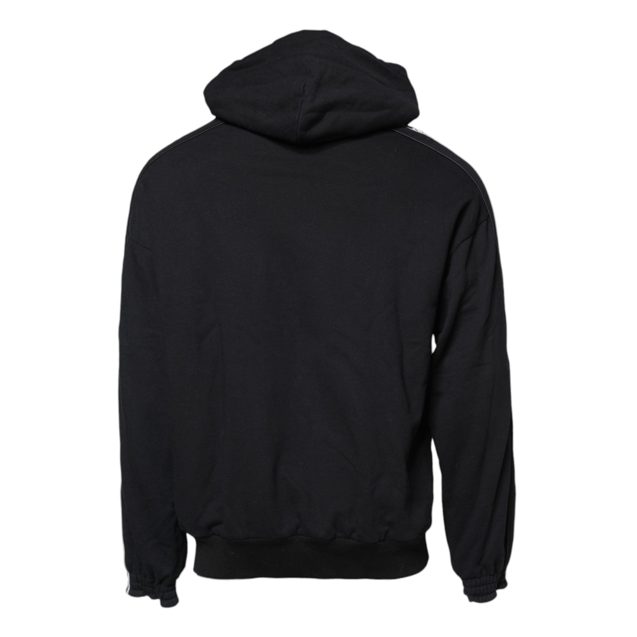 Dolce & Gabbana Black Cotton Logo Hooded Sweatshirt Sweater
