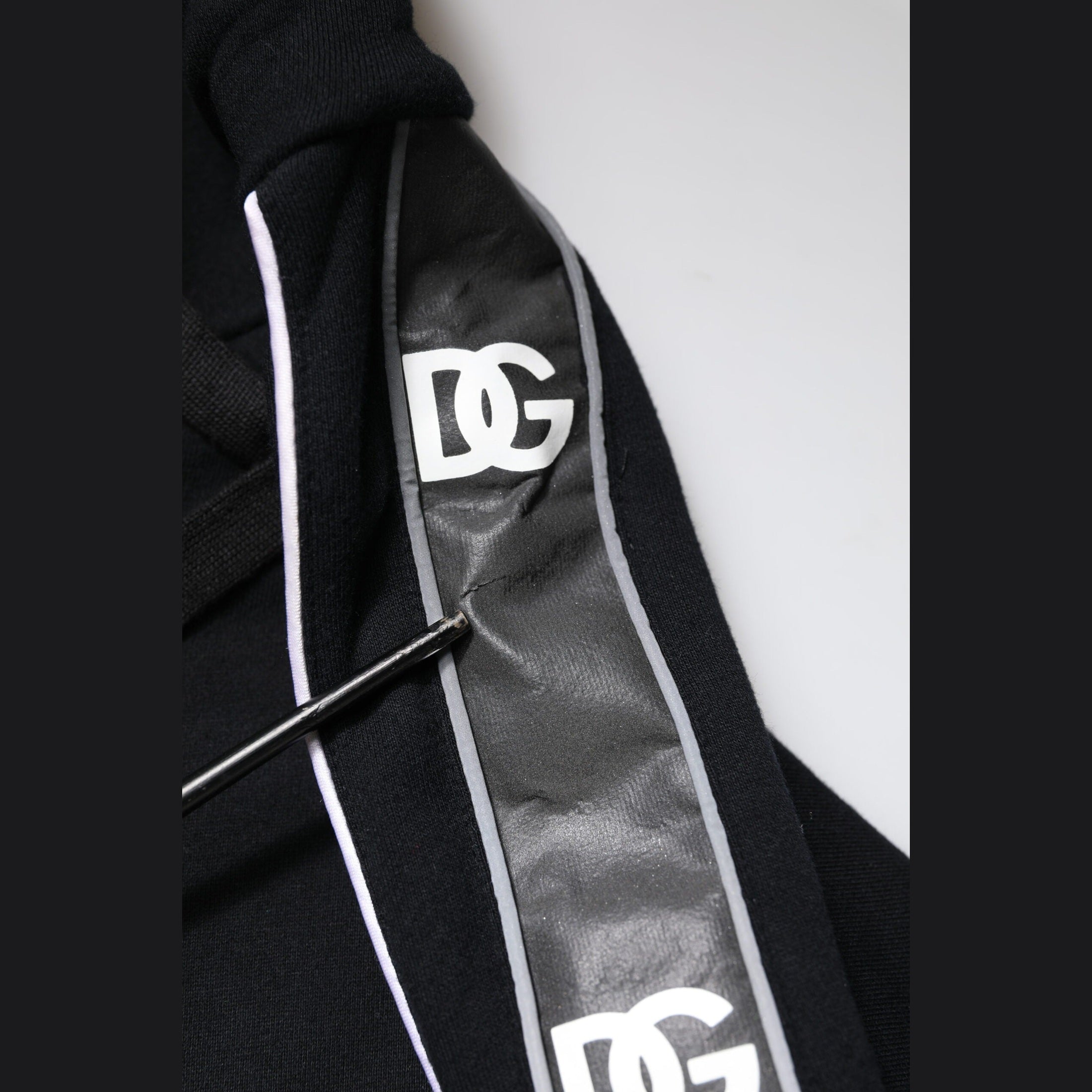 Dolce & Gabbana Black Cotton Logo Hooded Sweatshirt Sweater
