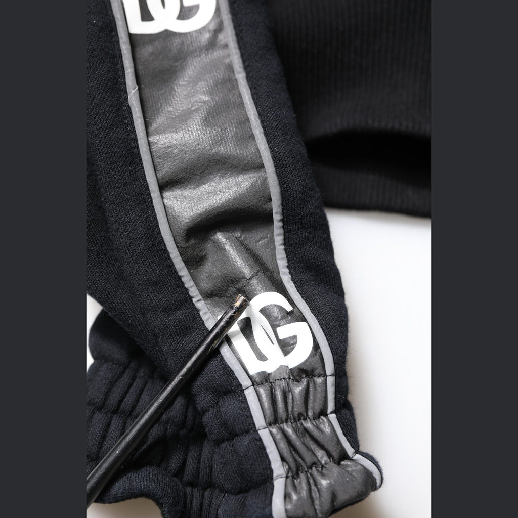Dolce & Gabbana Black Cotton Logo Hooded Sweatshirt Sweater