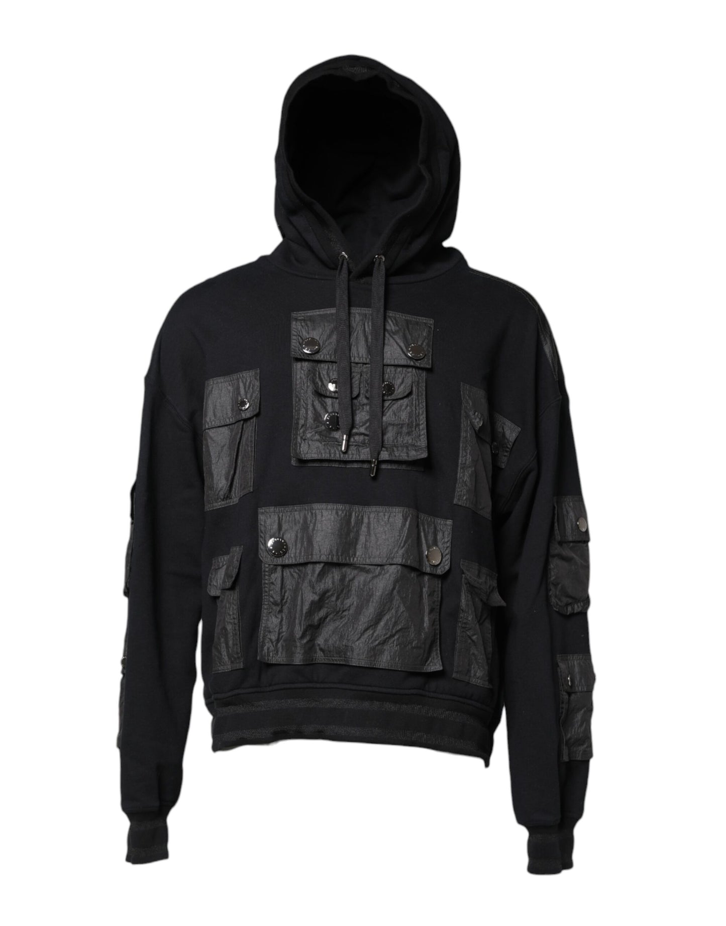 Dolce & Gabbana Black Cotton Hooded Sweatshirt Sweater Dolce & Gabbana