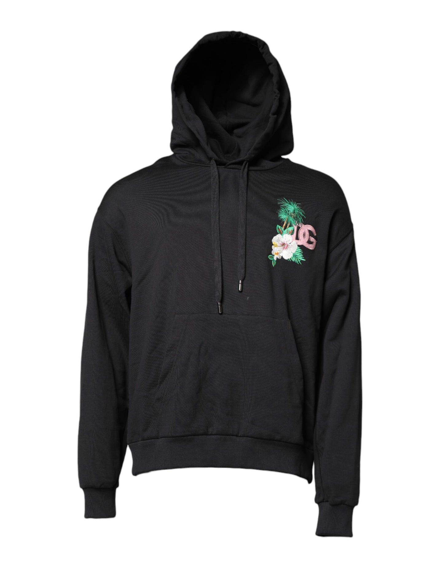Dolce & Gabbana Black Embroidery Hooded Sweatshirt Sweater Dolce & Gabbana