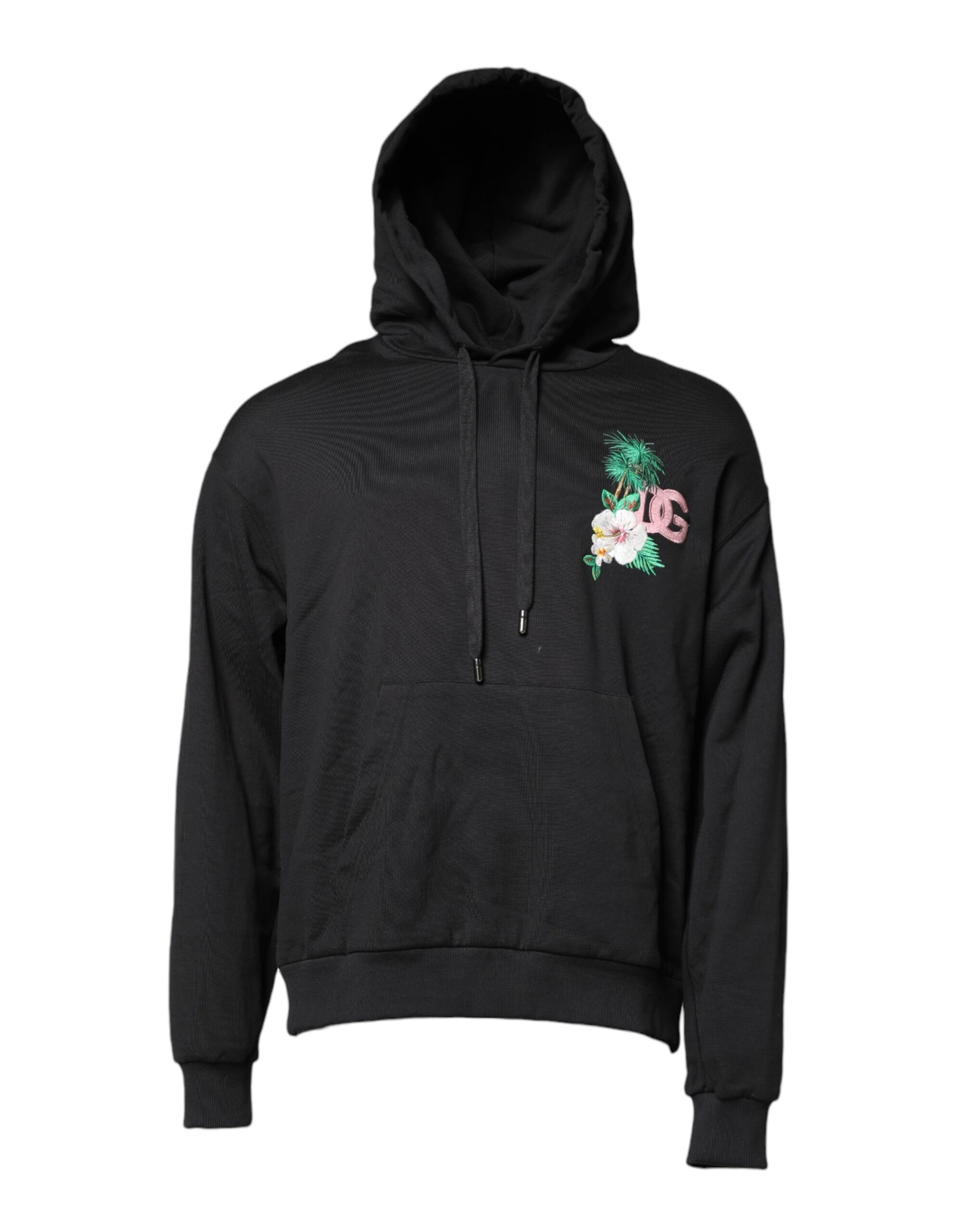Dolce & Gabbana Black Embroidery Hooded Sweatshirt Sweater Dolce & Gabbana