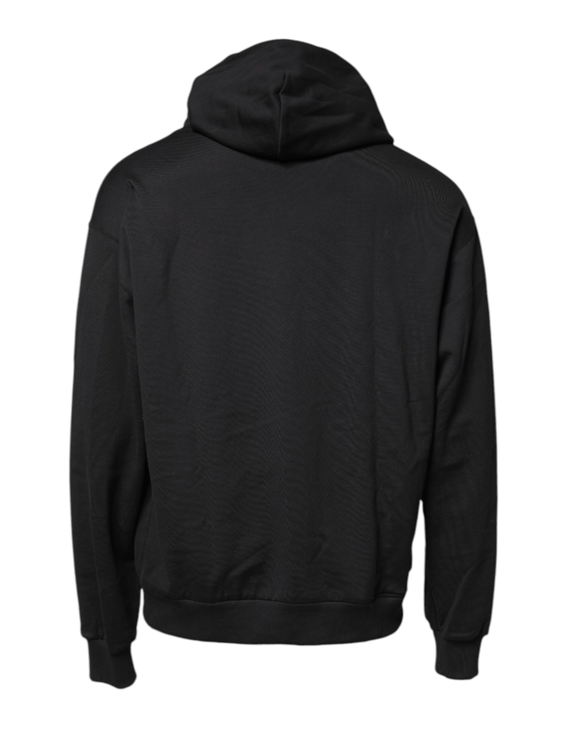 Dolce & Gabbana Black Embroidery Hooded Sweatshirt Sweater Dolce & Gabbana