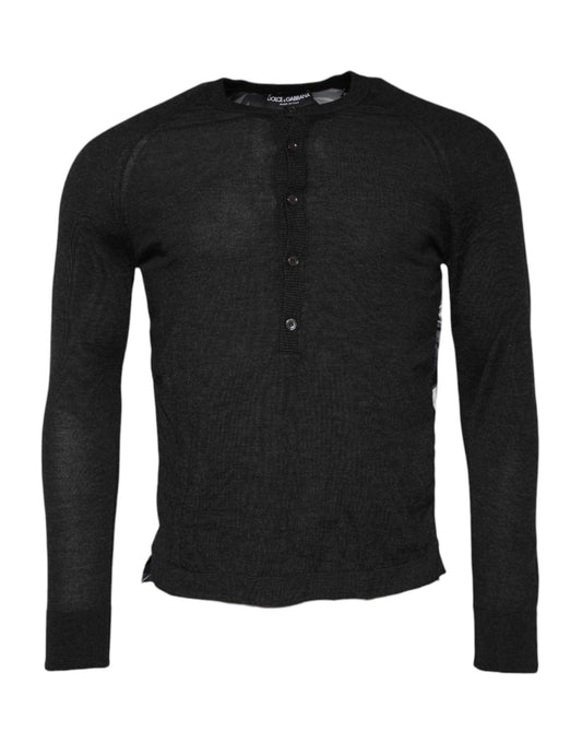 Dolce & Gabbana Black Printed Knitted Men Pullover Sweater Dolce & Gabbana
