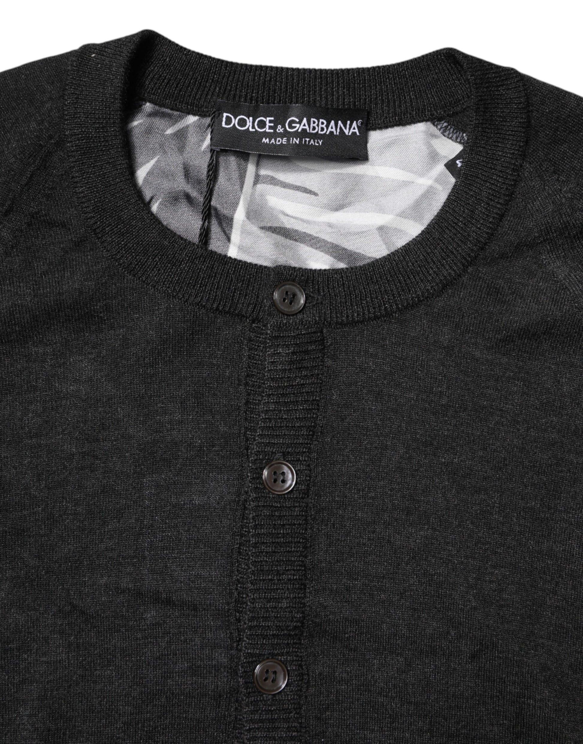 Dolce & Gabbana Black Printed Knitted Men Pullover Sweater Dolce & Gabbana