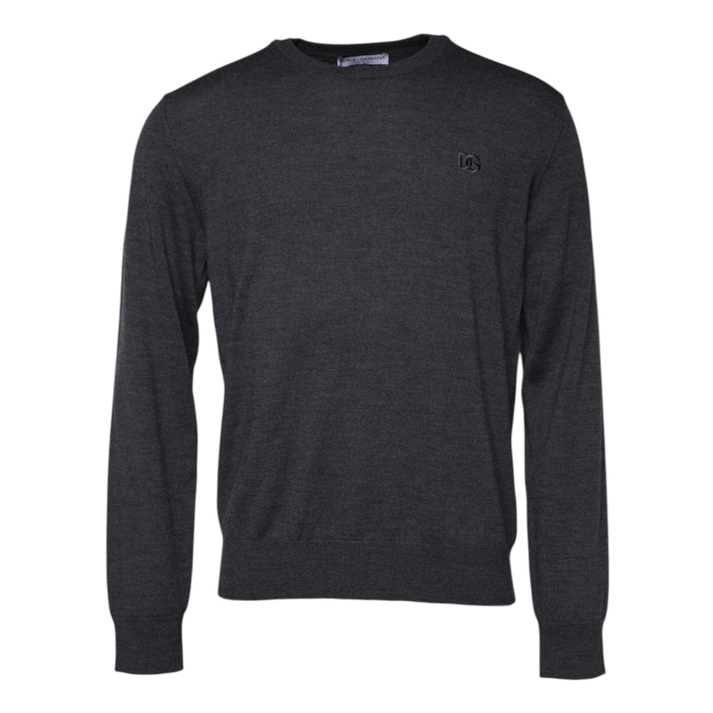 Dolce & Gabbana Gray Wool Logo Knitted Men Pullover Sweater