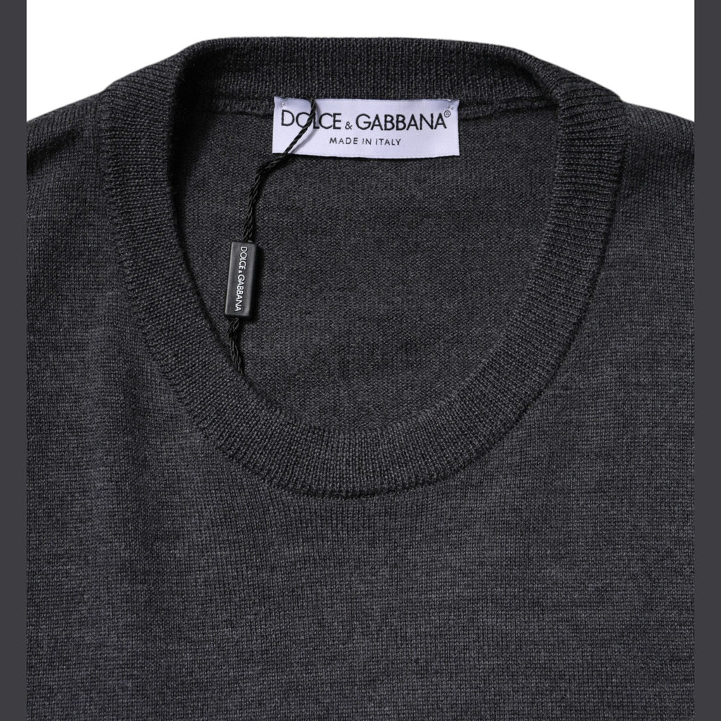 Dolce & Gabbana Gray Wool Logo Knitted Men Pullover Sweater