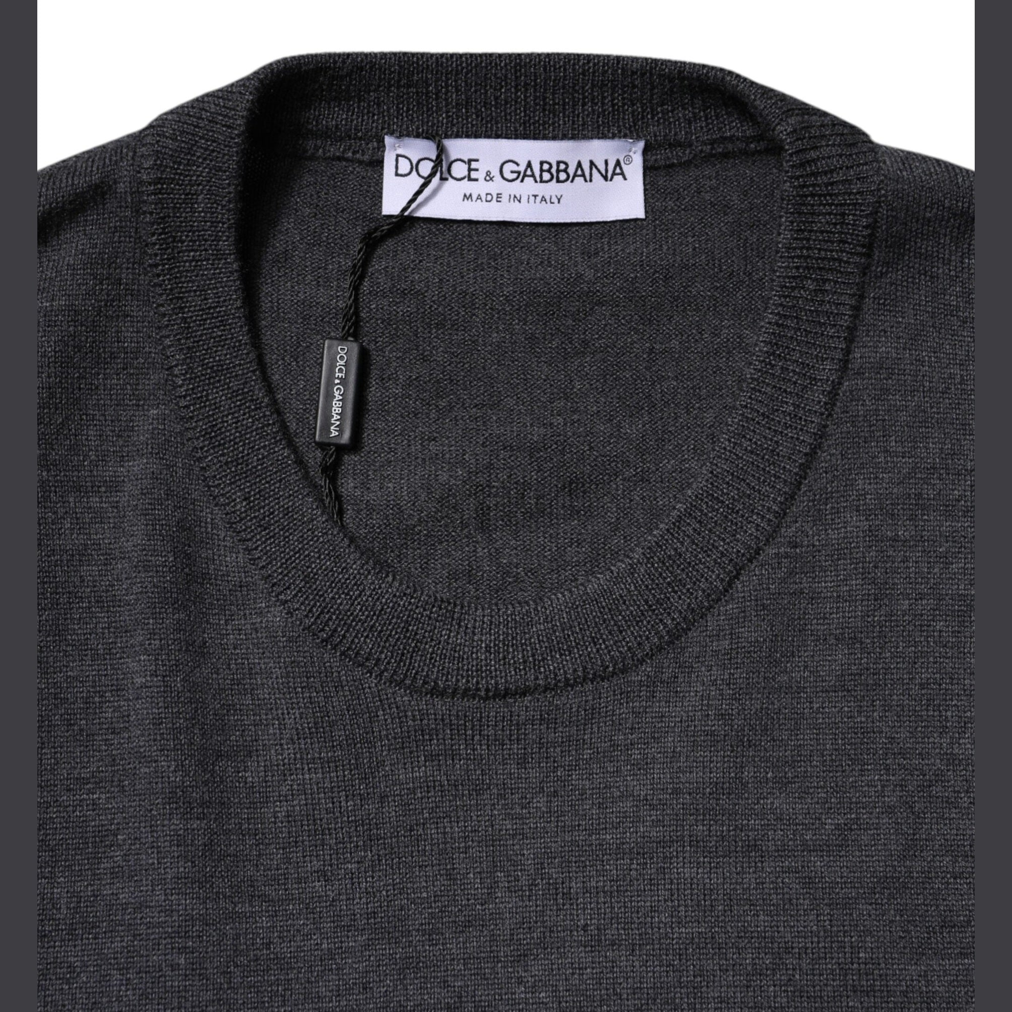 Dolce & Gabbana Gray Wool Logo Knitted Men Pullover Sweater