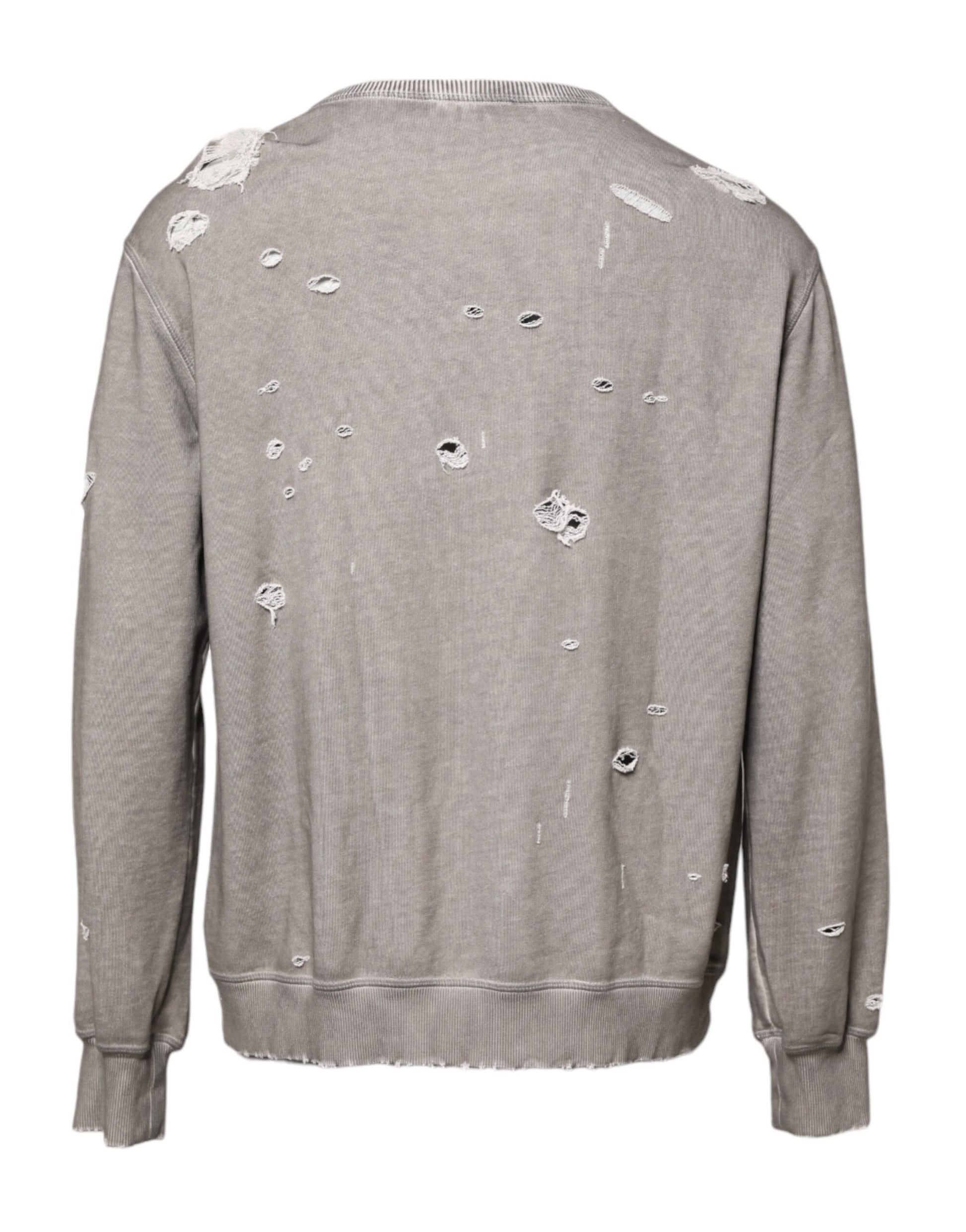 Dolce & Gabbana Gray Logo Print Crew Neck Pullover Sweater Dolce & Gabbana