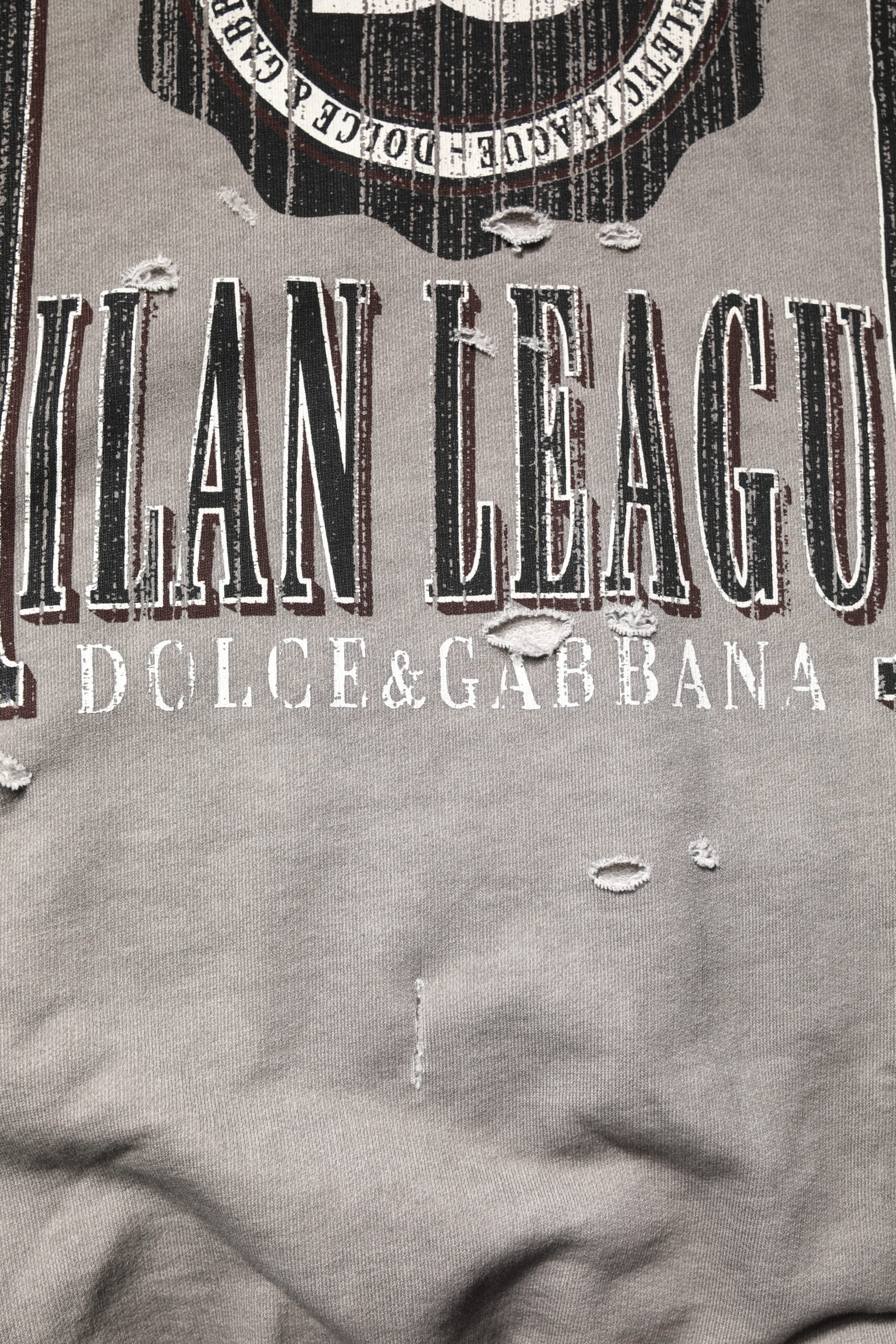 Dolce & Gabbana Gray Logo Print Crew Neck Pullover Sweater Dolce & Gabbana