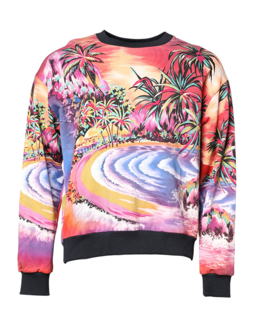 Dolce & Gabbana Multicolor Print Crew Neck Pullover Sweater Dolce & Gabbana