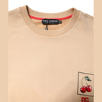 Dolce & Gabbana Beige Cherry Print Crew Neck Pullover Sweater
