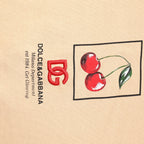 Dolce & Gabbana Beige Cherry Print Crew Neck Pullover Sweater