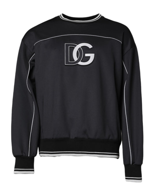 Dolce & Gabbana Black Logo Polyester Crew Neck Men Pullover Sweater Dolce & Gabbana