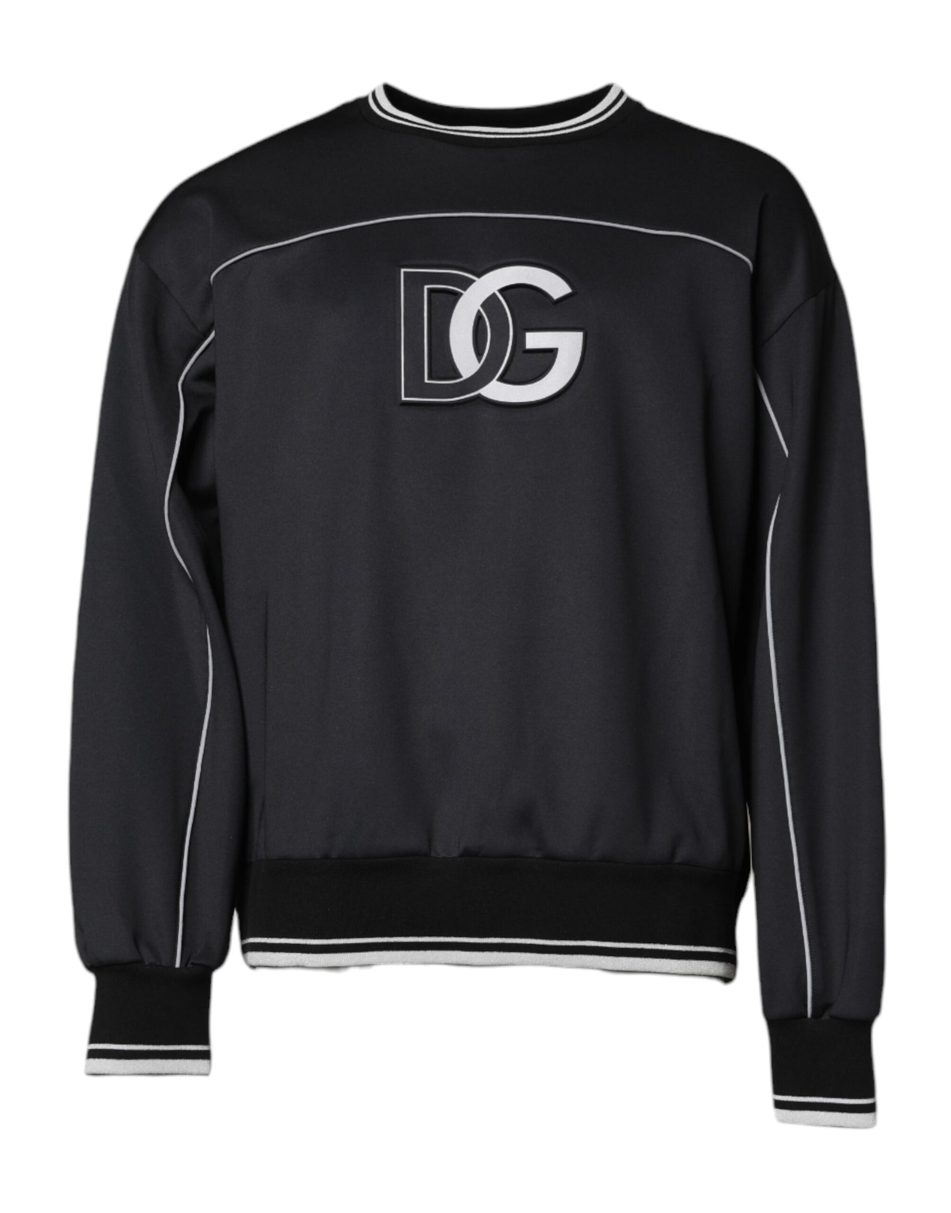 Dolce & Gabbana Black Logo Polyester Crew Neck Men Pullover Sweater Dolce & Gabbana