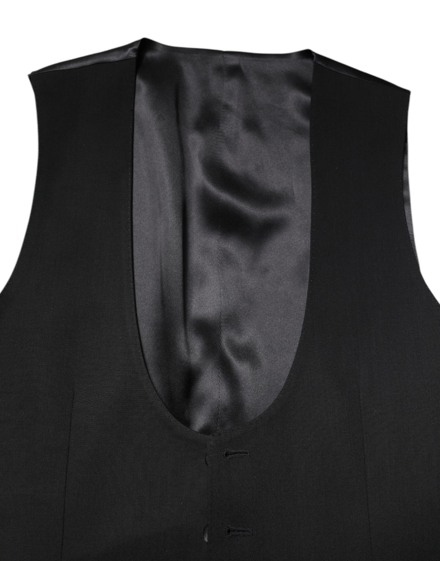 Dolce & Gabbana Black Wool Waistcoat Dress Formal Vest Dolce & Gabbana