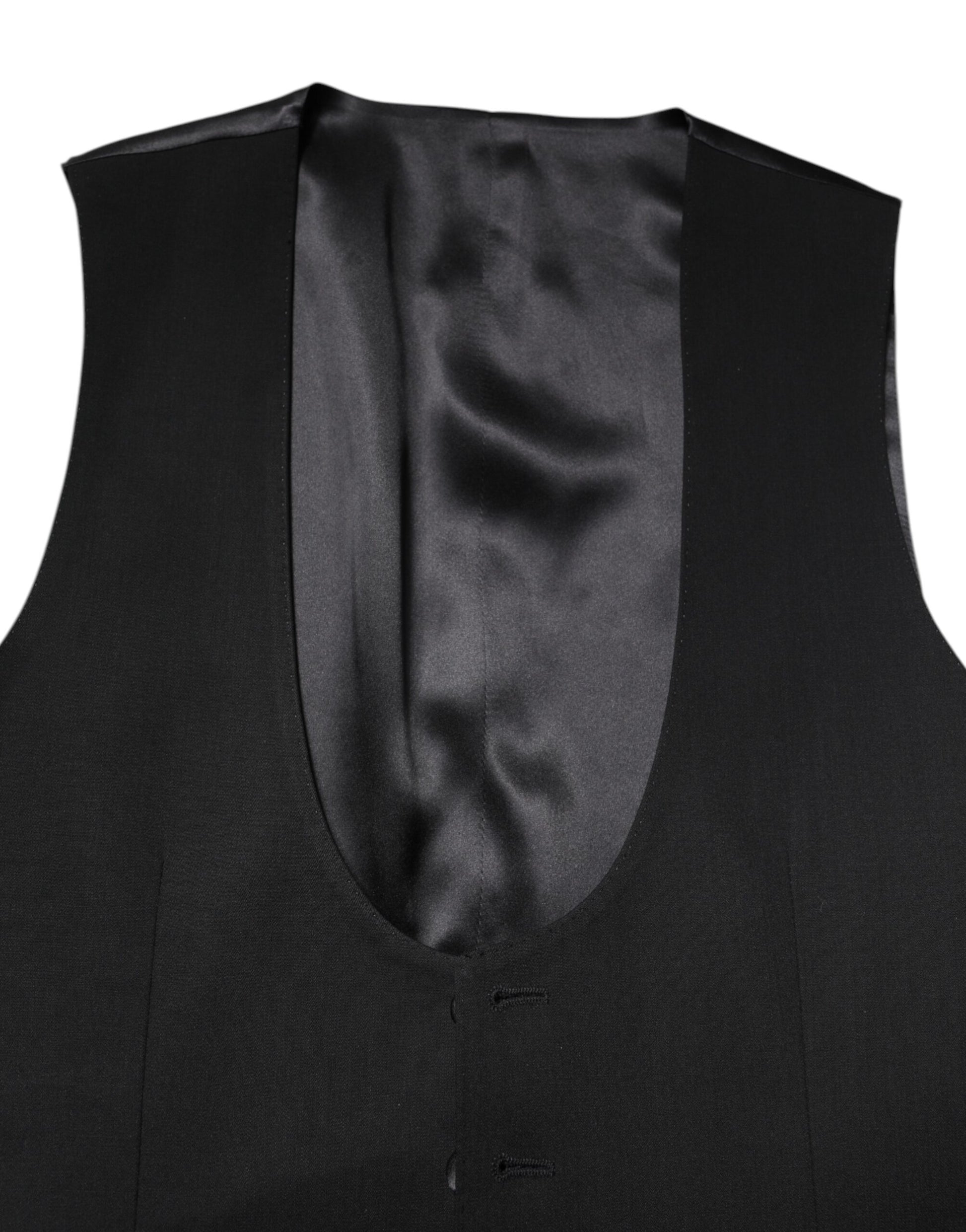 Dolce & Gabbana Black Wool Waistcoat Dress Formal Vest Dolce & Gabbana