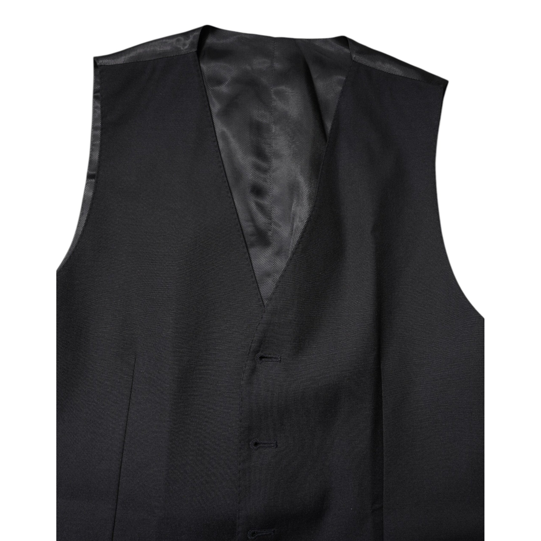 Dolce & Gabbana Black Wool Waistcoat Dress Formal Vest