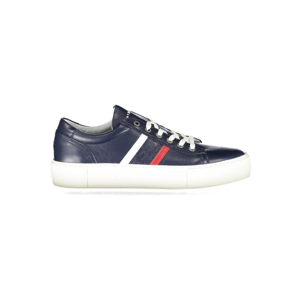 Tommy Hilfiger Blue Leather Men Sneaker Tommy Hilfiger