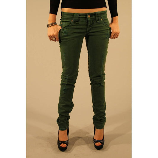 John Galliano Green Cotton Women Jean John Galliano