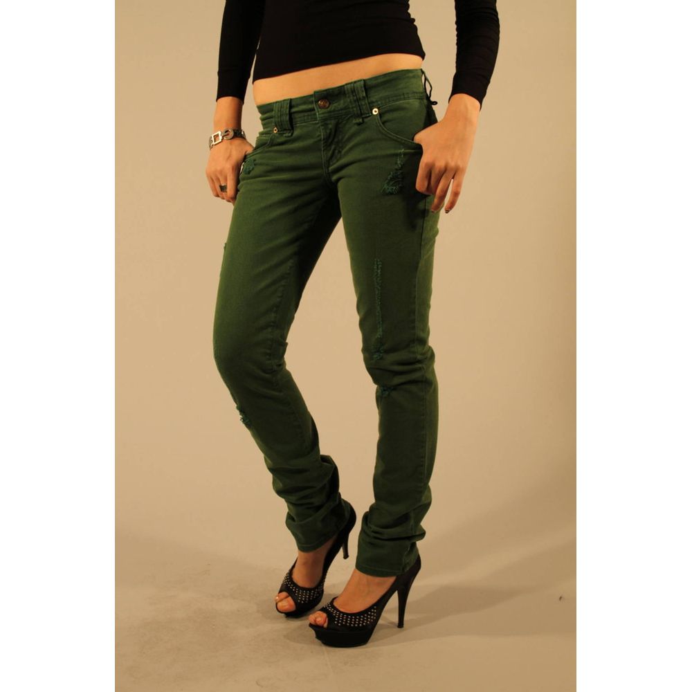 John Galliano Green Cotton Women Jean John Galliano