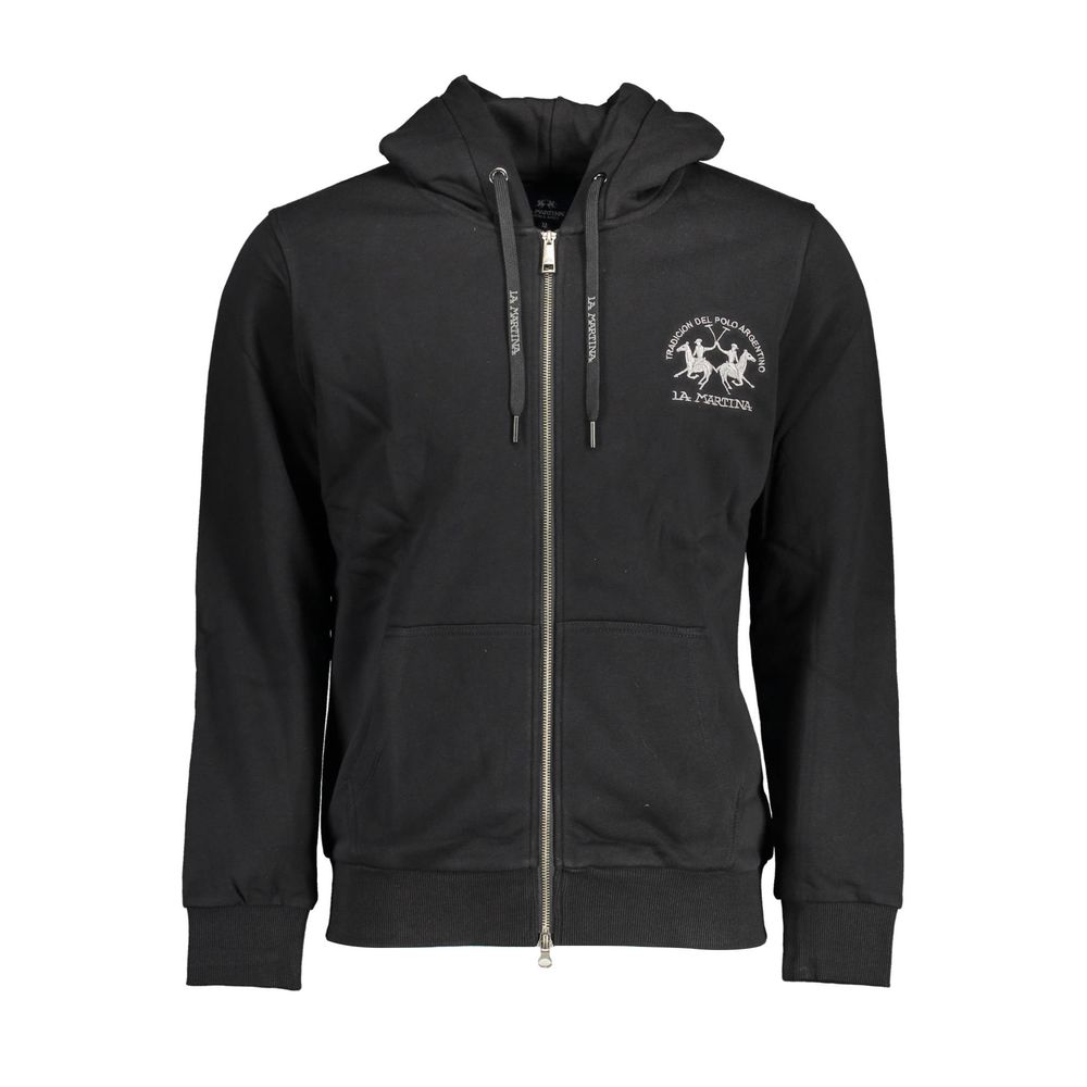 La Martina Black Cotton Men Sweater La Martina
