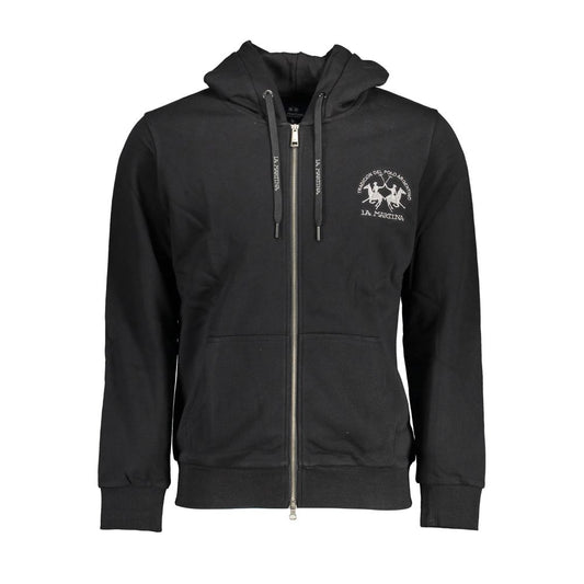 La Martina Black Cotton Men Sweater La Martina