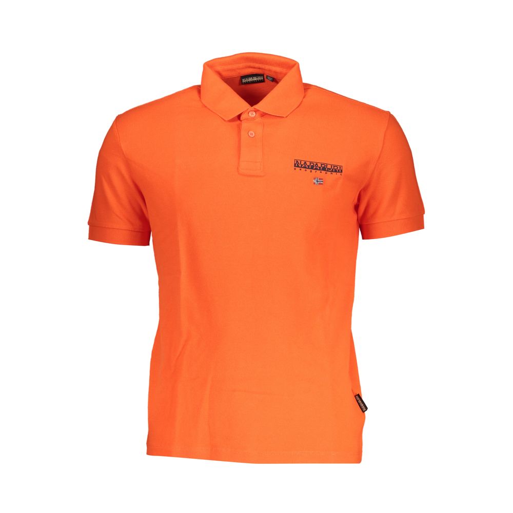 Pink Napapijri polo shirt with contrasting collar and sleeve details, made from comfortable cotton fabric.