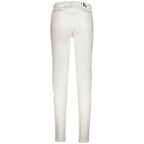 Calvin Klein white cotton women's jeans, front view showing classic fit and clean design, casual denim pants for women.