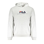 Gray Fila men's cotton hoodie with front pocket and drawstrings, casual and comfortable for everyday wear.
