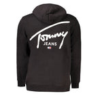 Black cotton men's sweater by Tommy Hilfiger, featuring a crew neck and classic fit, displayed on a plain background.
