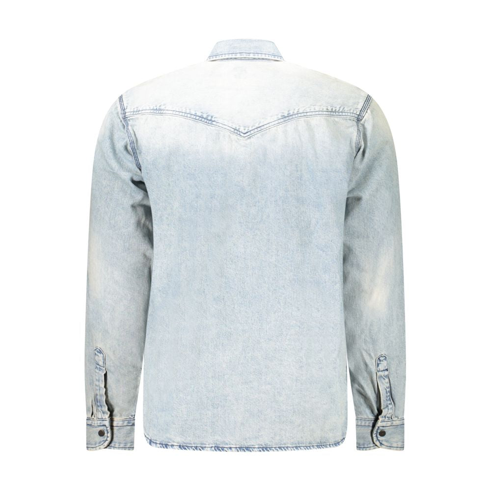 Hugo Boss Light Blue Cotton Men Shirt Hugo Boss