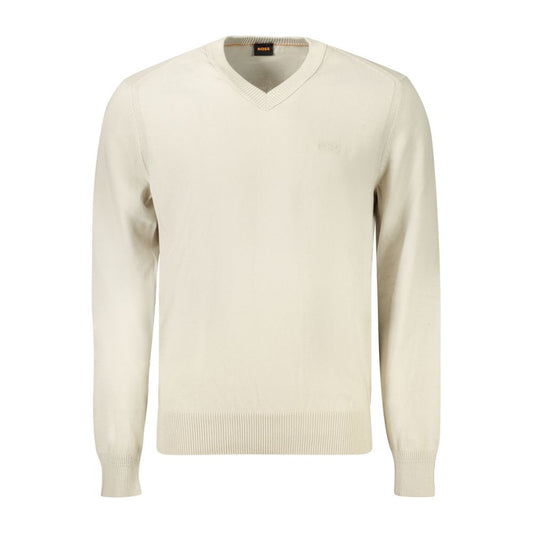 Hugo Boss Beige Cotton Men Sweater Hugo Boss