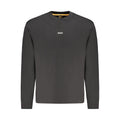 Hugo Boss black cotton men's sweatshirt with crew neck and long sleeves, casual and comfortable fit.