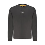 Hugo Boss black cotton men's sweatshirt with crew neck and long sleeves, casual and comfortable fit.