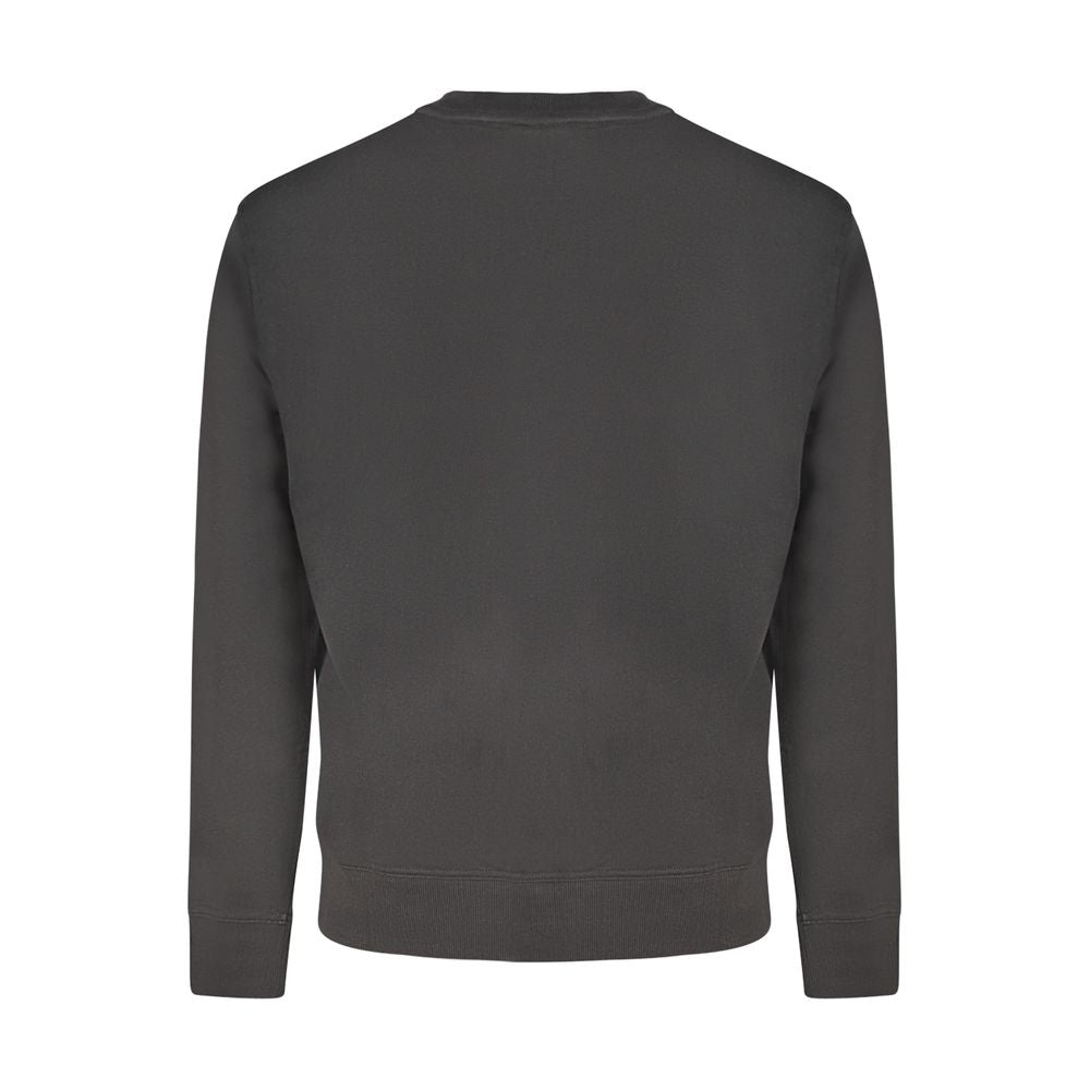 Hugo Boss black cotton men's sweatshirt with crewneck and long sleeves, casual and comfortable fashion essential.