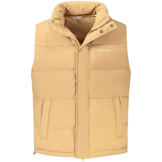 Guess Jeans Brown Polyester Men Jacket Guess Jeans