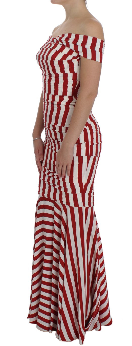 Dolce & Gabbana Red White Silk Stretch Dress Dolce & Gabbana