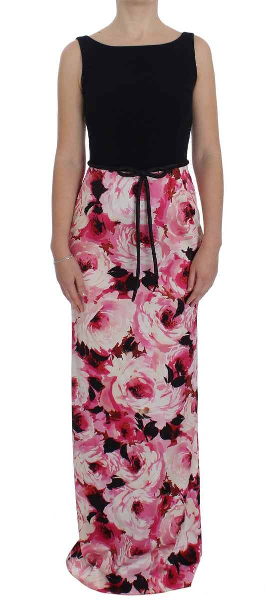 Dolce & Gabbana Pink Floral Print Long Maxi Sheath Dress Dolce & Gabbana