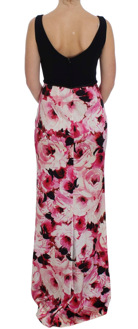 Dolce & Gabbana Pink Floral Print Long Maxi Sheath Dress Dolce & Gabbana