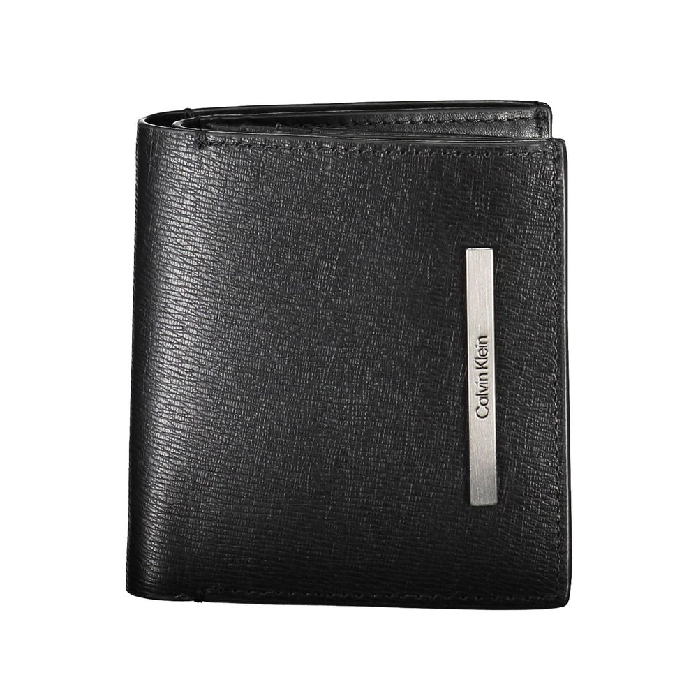 Calvin Klein Nero Eco Pelle men's wallet with multiple card slots and sleek black leather design.
