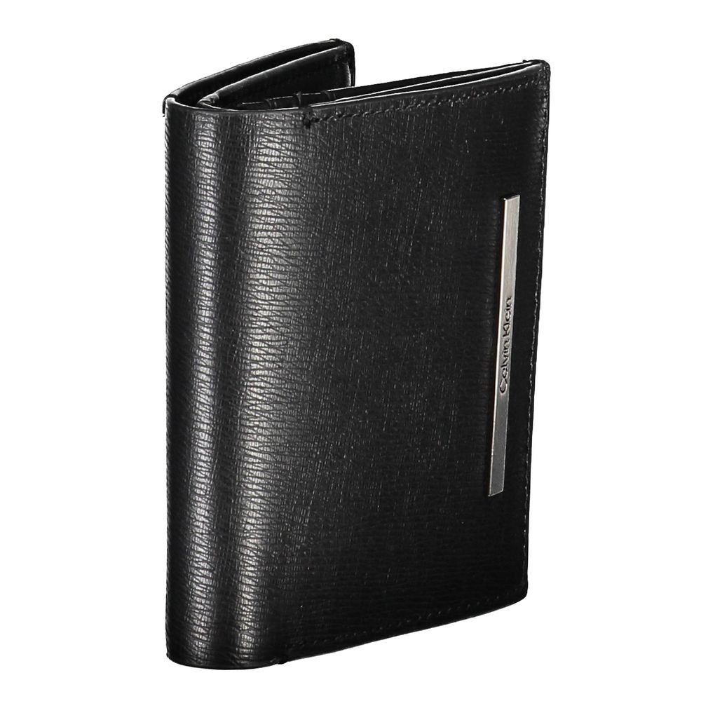 Calvin Klein Nero Eco Pelle men's wallet in black leather with multiple card slots and a sleek, minimalist design.