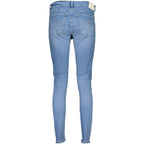 Tommy Hilfiger Azzurro cotton women's skinny jeans showing a close-up of the fit and denim texture.