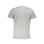 Cavalli Class gray cotton men's T-shirt with a classic fit and round neckline, showcasing a simple, stylish design.