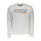 White cotton men's sweatshirt by North Sails, featuring a casual fit and classic crewneck design.
