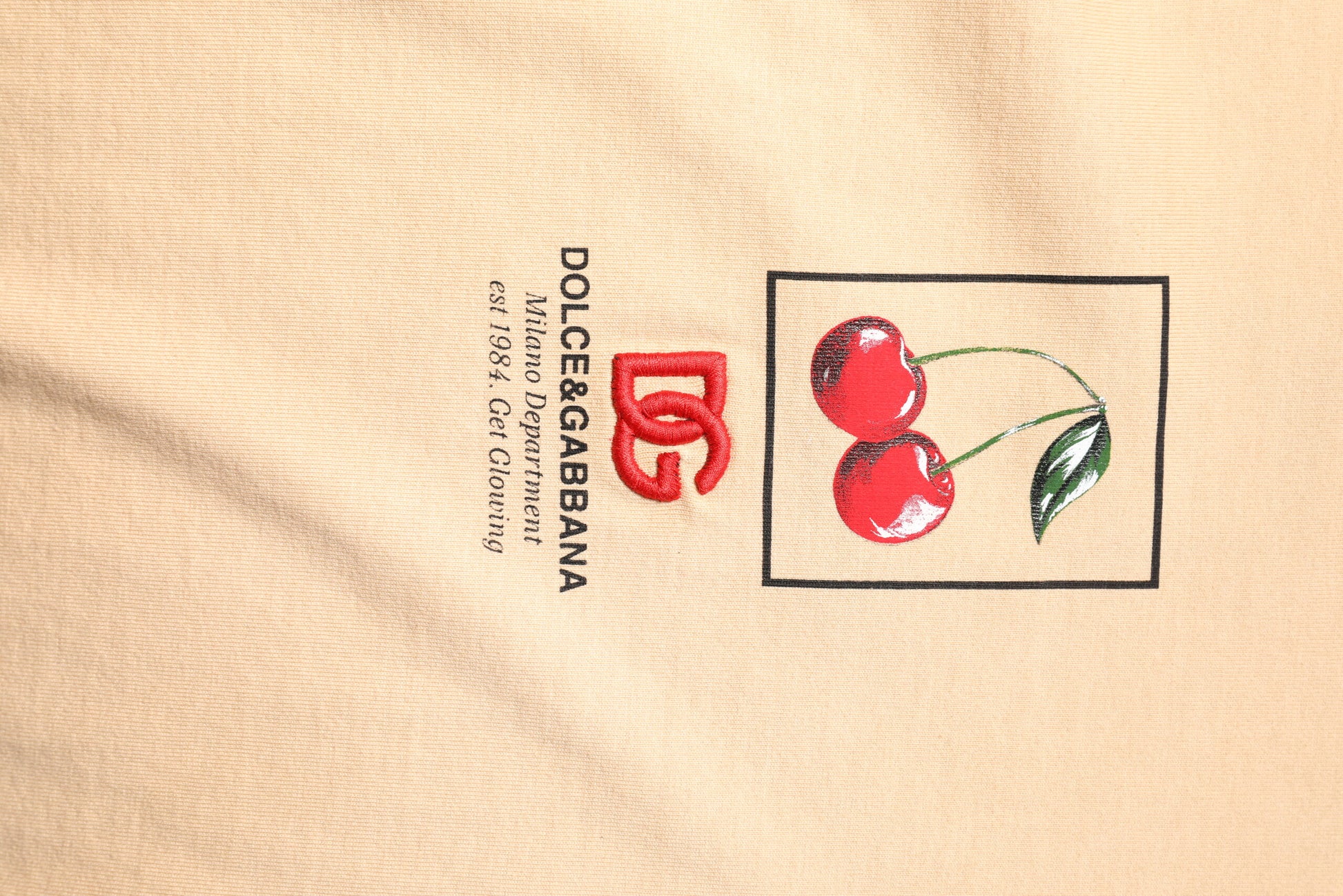 Dolce & Gabbana Beige Cotton Logo Print Crew Neck T-shirt Dolce & Gabbana