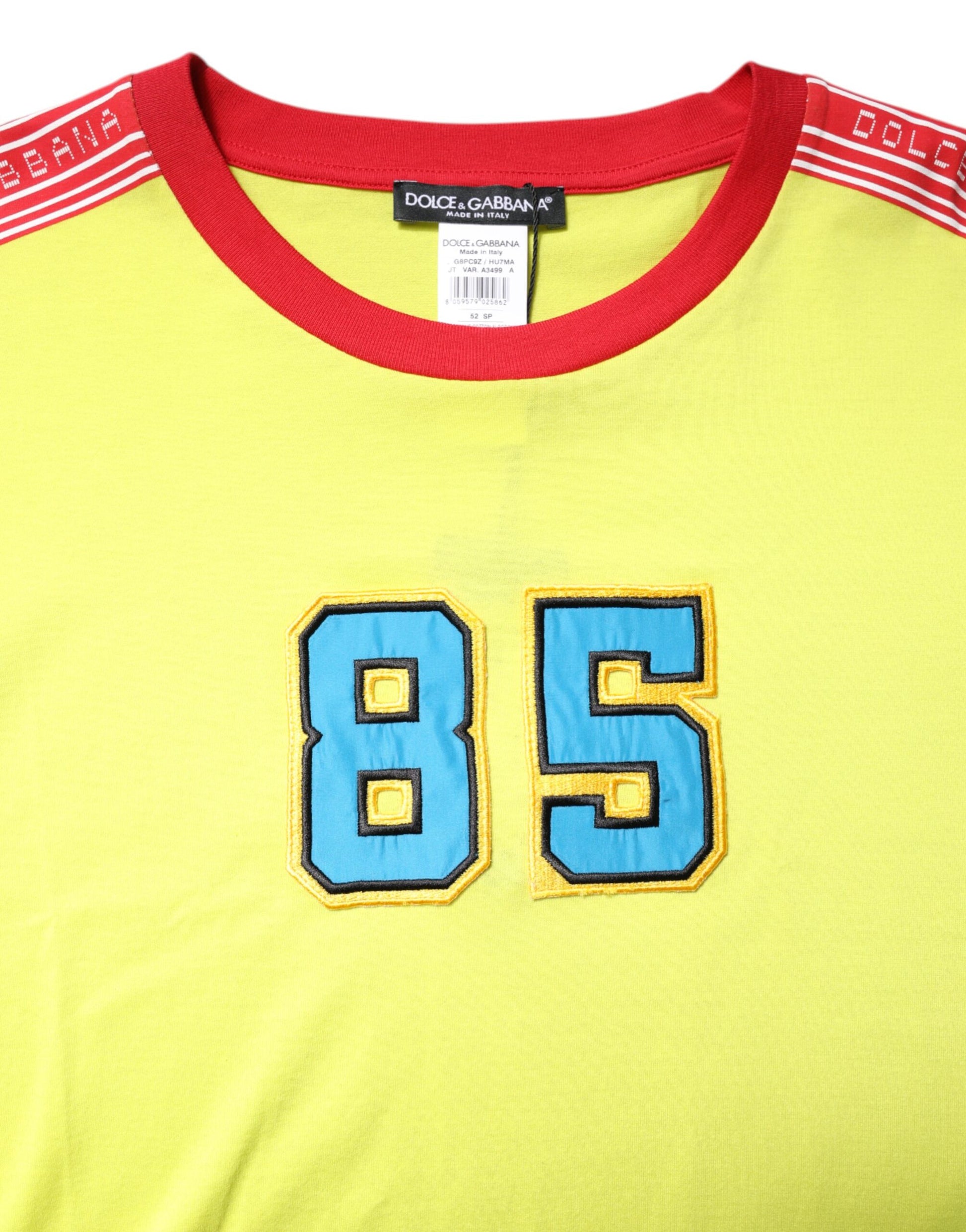 Dolce & Gabbana Green Cotton 85 Patch Crew Neck T-shirt Dolce & Gabbana