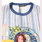 Dolce & Gabbana Multicolor Striped Pin Up Linen Round Neck T-shirt