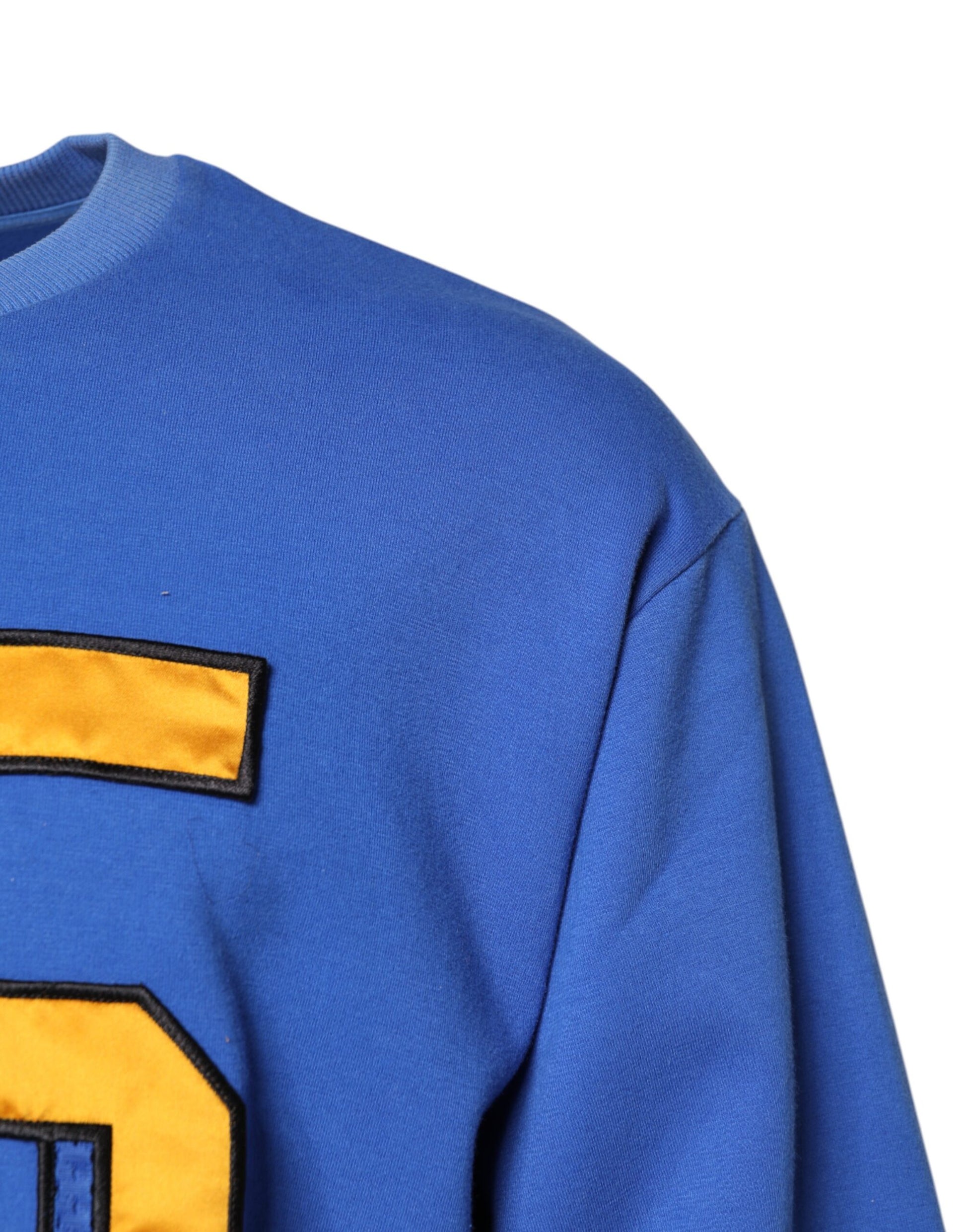Dolce & Gabbana Blue Printed Cotton Cropped Crew Neck T-shirt Dolce & Gabbana