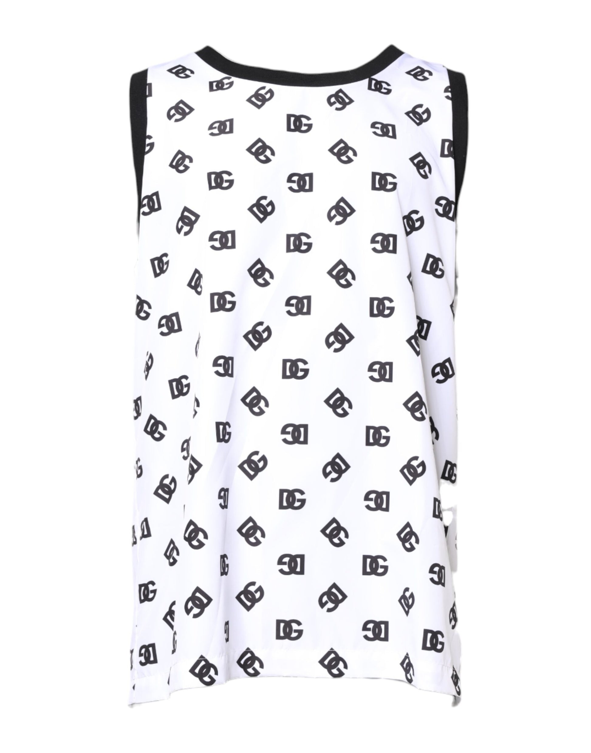 Dolce & Gabbana White Polyester Sleeveless DG Logo T-shirt Dolce & Gabbana
